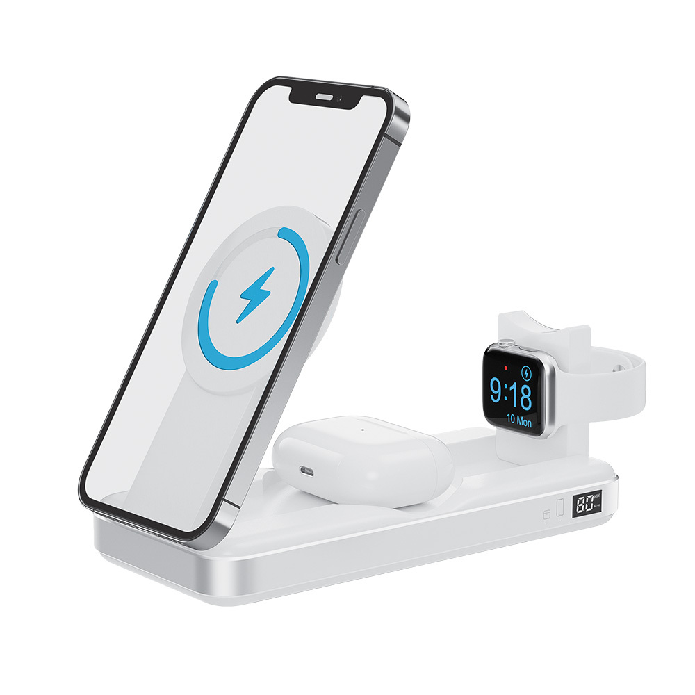 Forever MATB-300 3-in-1 Magnetic Wireless PowerBank - 10.000 mAh - MagSafe Compatible - White