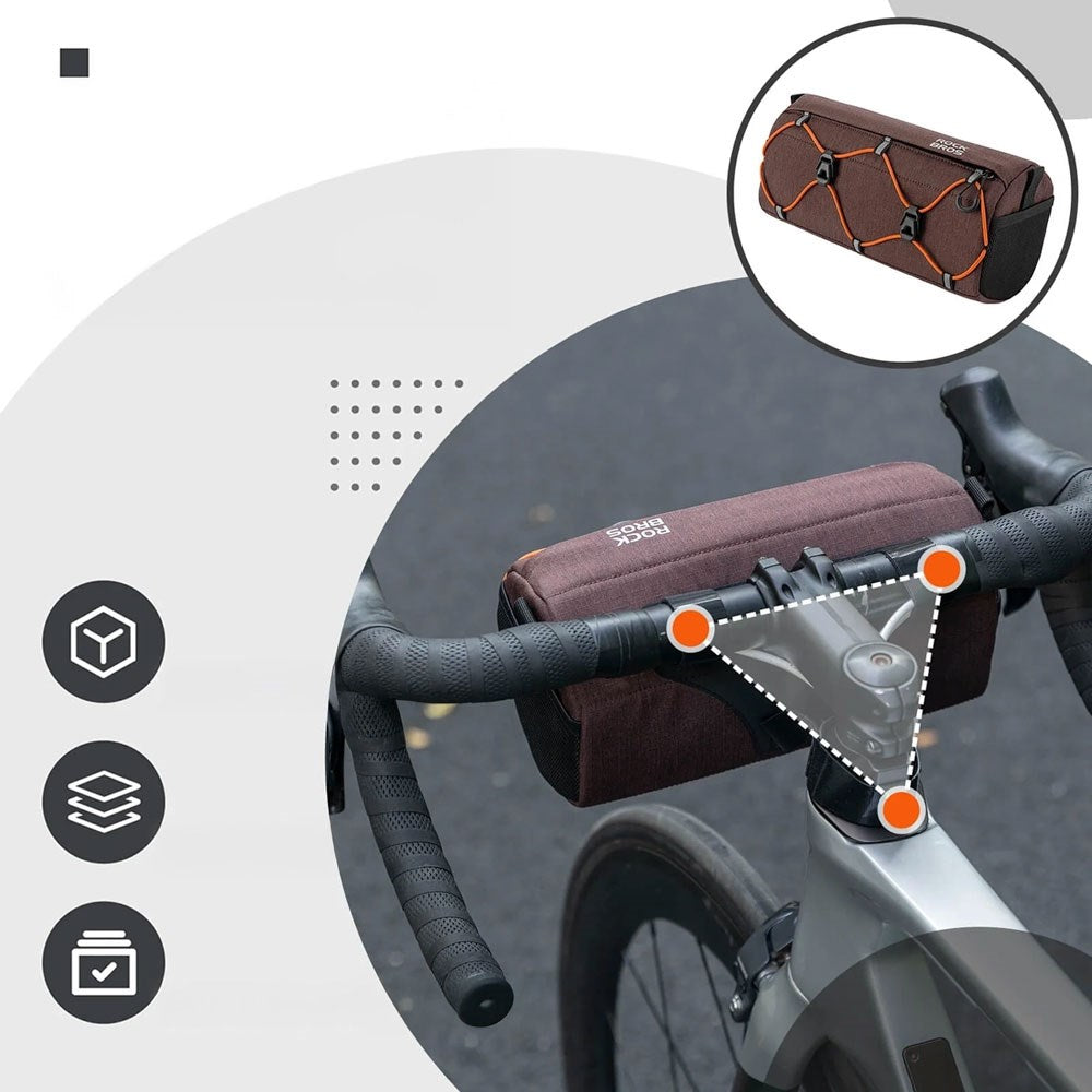 Rockbros Bike Handlebar Bag - 2.2L - Brown