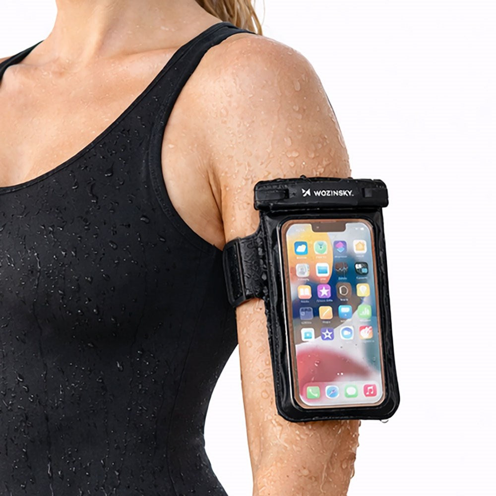Wozinsky Universal Waterproof Phone Case with Running Armband - Black