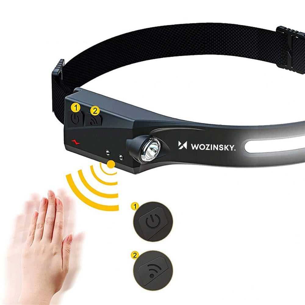 Wozinsky WLC-1200 Headlamp with 350lm & Motion Sensor - Black
