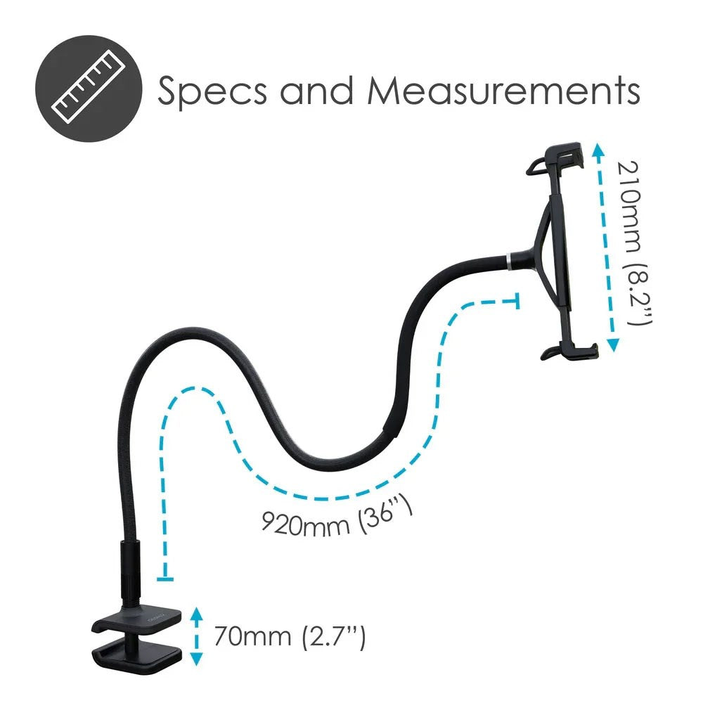 Desire2 Gooseneck Tablet Holder for Table - Moldable - Black