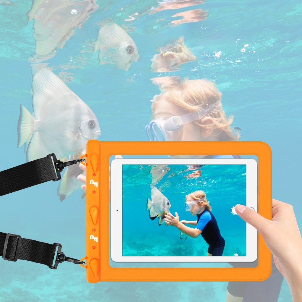 Universal Tablet 25,5x21cm Waterproof Case w. Shoulder Strap - Black / Transparent