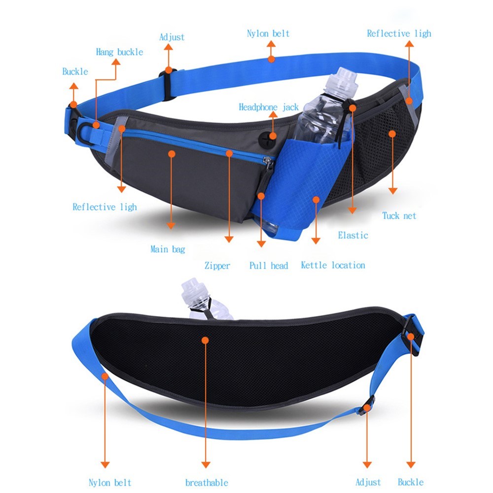 Waterproof Running Belt with Pocket for Water Bottle - Green