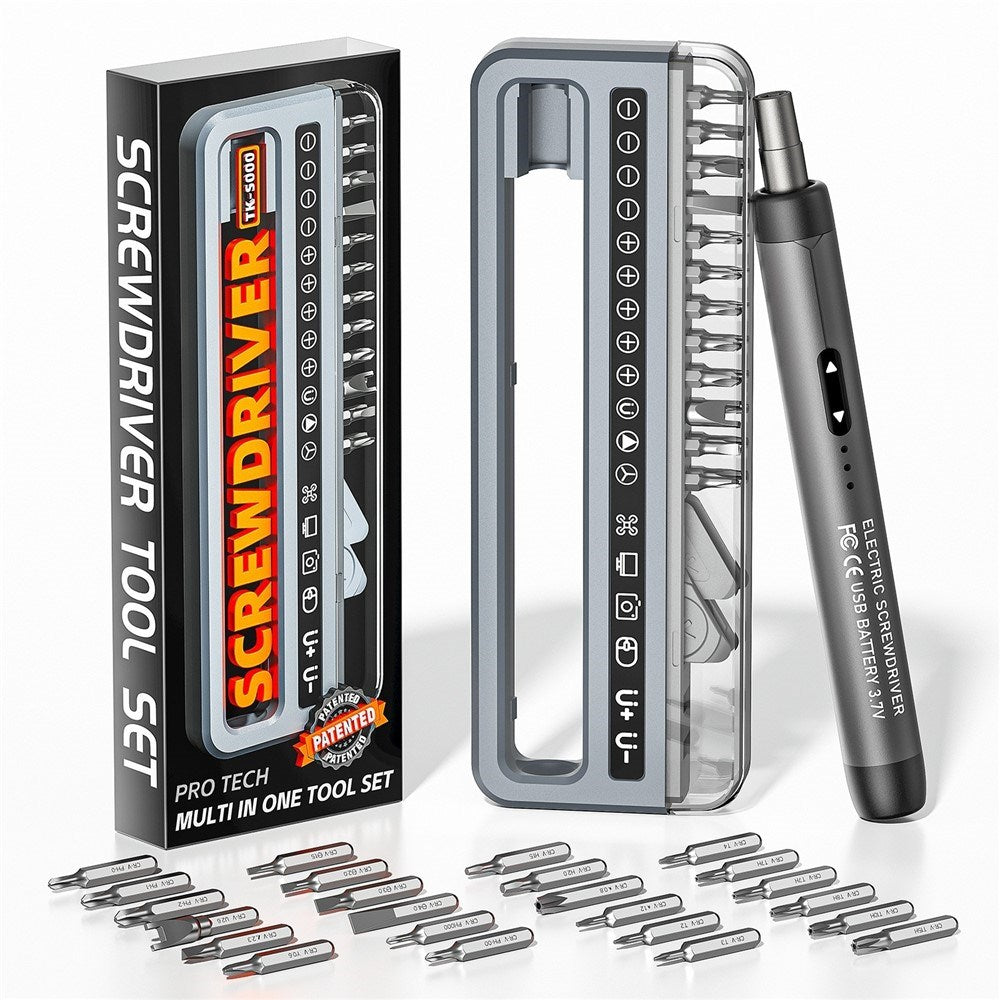 Electronic Screwdriver Set 32-in-1 with USB-C Charging - Grey
