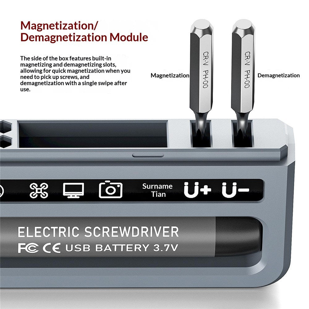 Electronic Screwdriver Set 32-in-1 with USB-C Charging - Grey