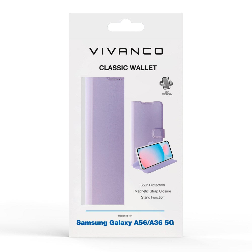 Samsung Galaxy A56 (5G) / A36 (5G) - Vivanco Classic Wallet Flip Case with Purse - Purple