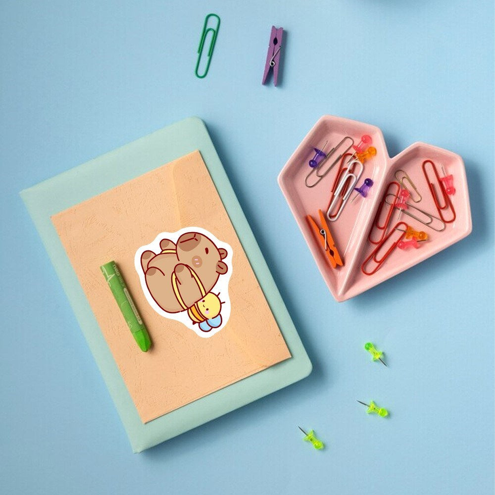 Roll of 500 x Stickers of Cartoon Capybara - V2