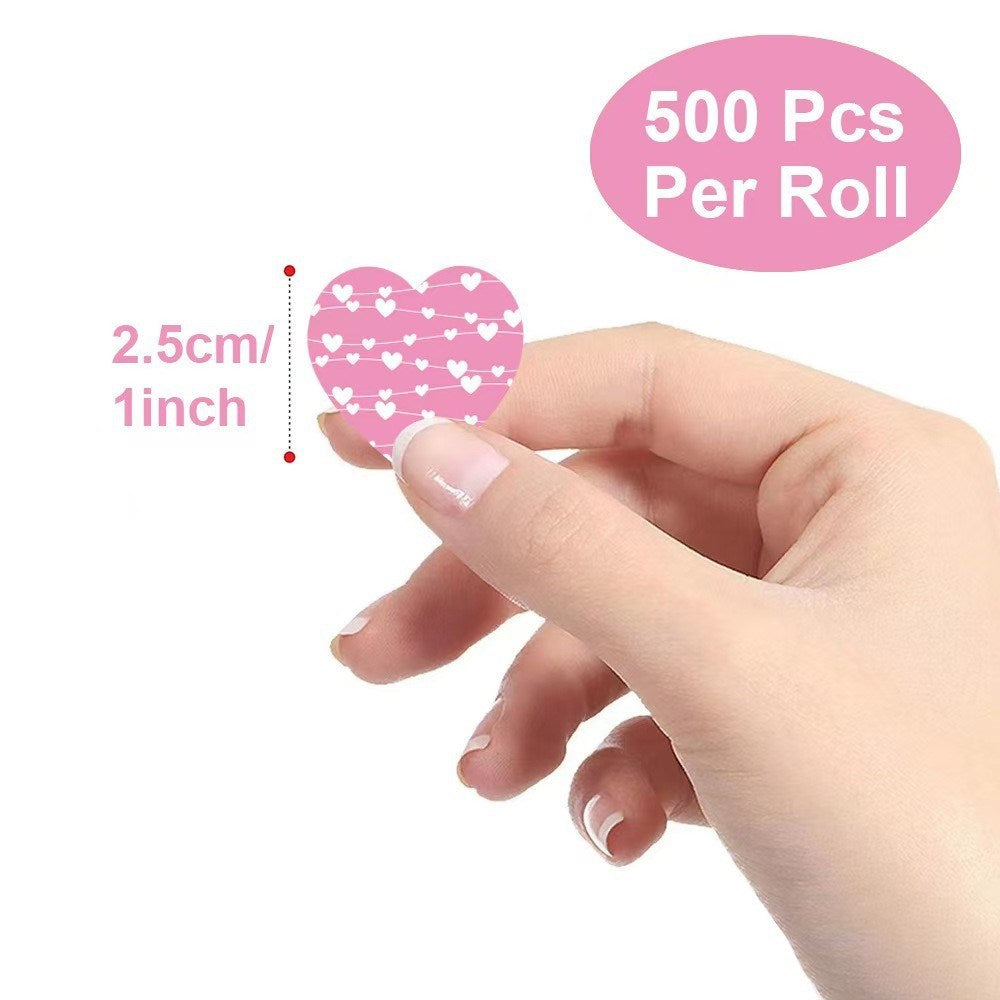Roll of 500 x Stickers - Hearts