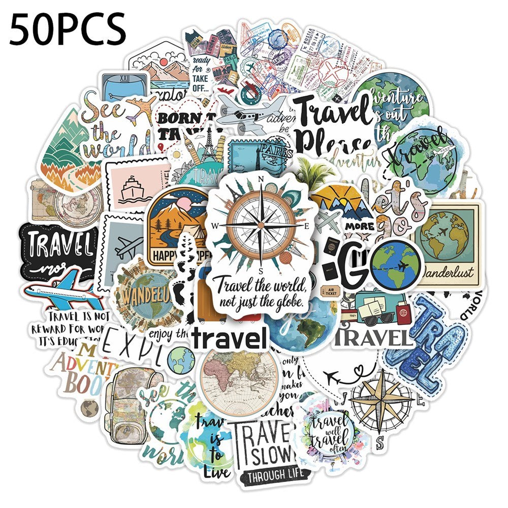 Travel Themed Stickers - 50 pcs.