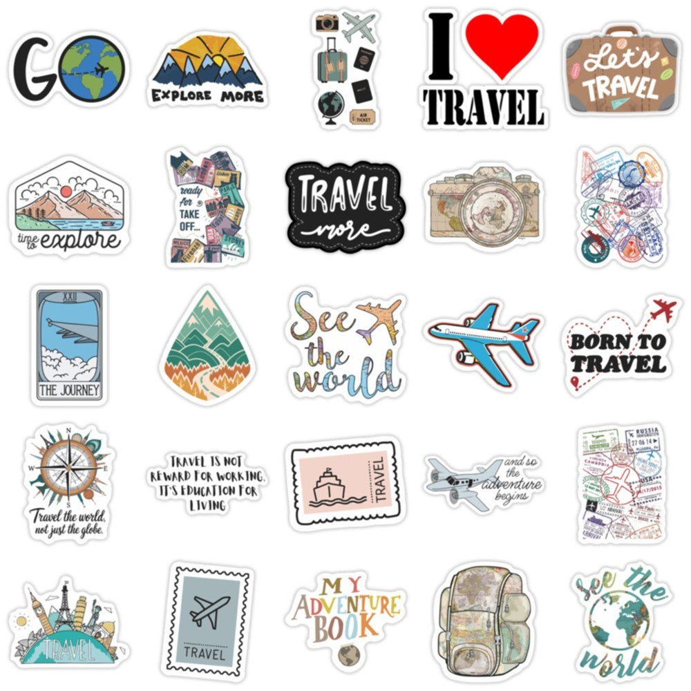 Travel Themed Stickers - 50 pcs.
