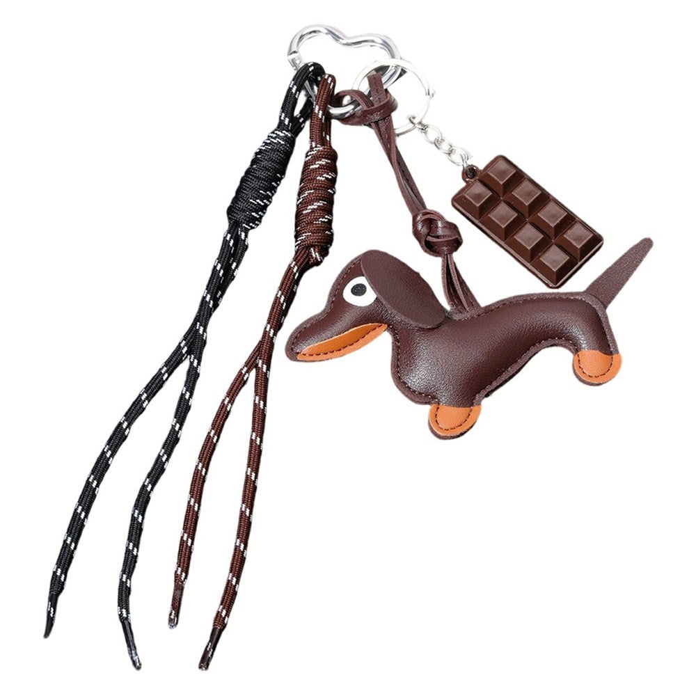 Bag Charm with Dachshund / Chocolate - Brown