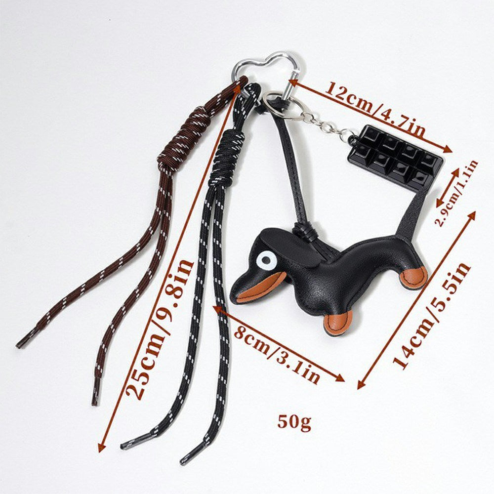 Bag Charm with Dachshund / Chocolate - Brown