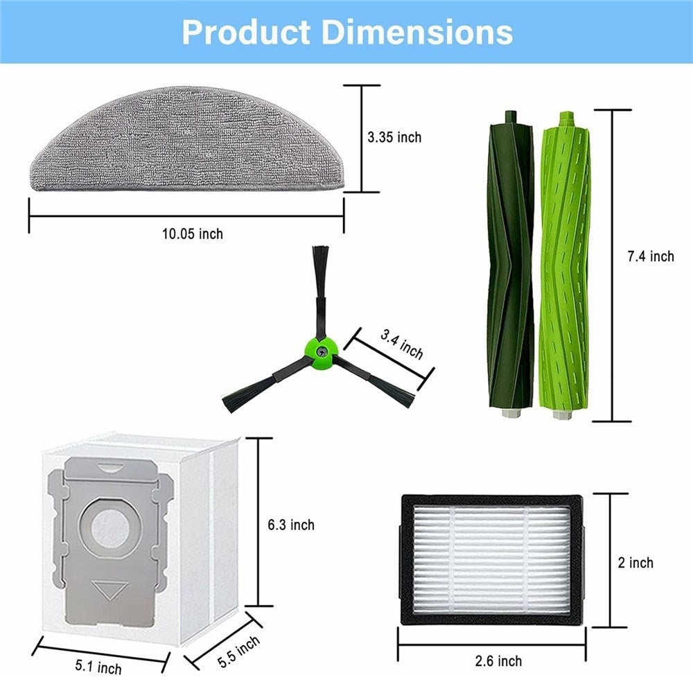 iRobot Roomba Combo j5+ / j5 Accessory Kit with Brush, Filter, Bags & Mop Pad - 20 pcs - Grey / Green
