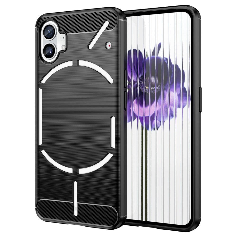 Nothing Phone (1) Brushed Carbon Fiber Flexible Plastic Back Case - Black