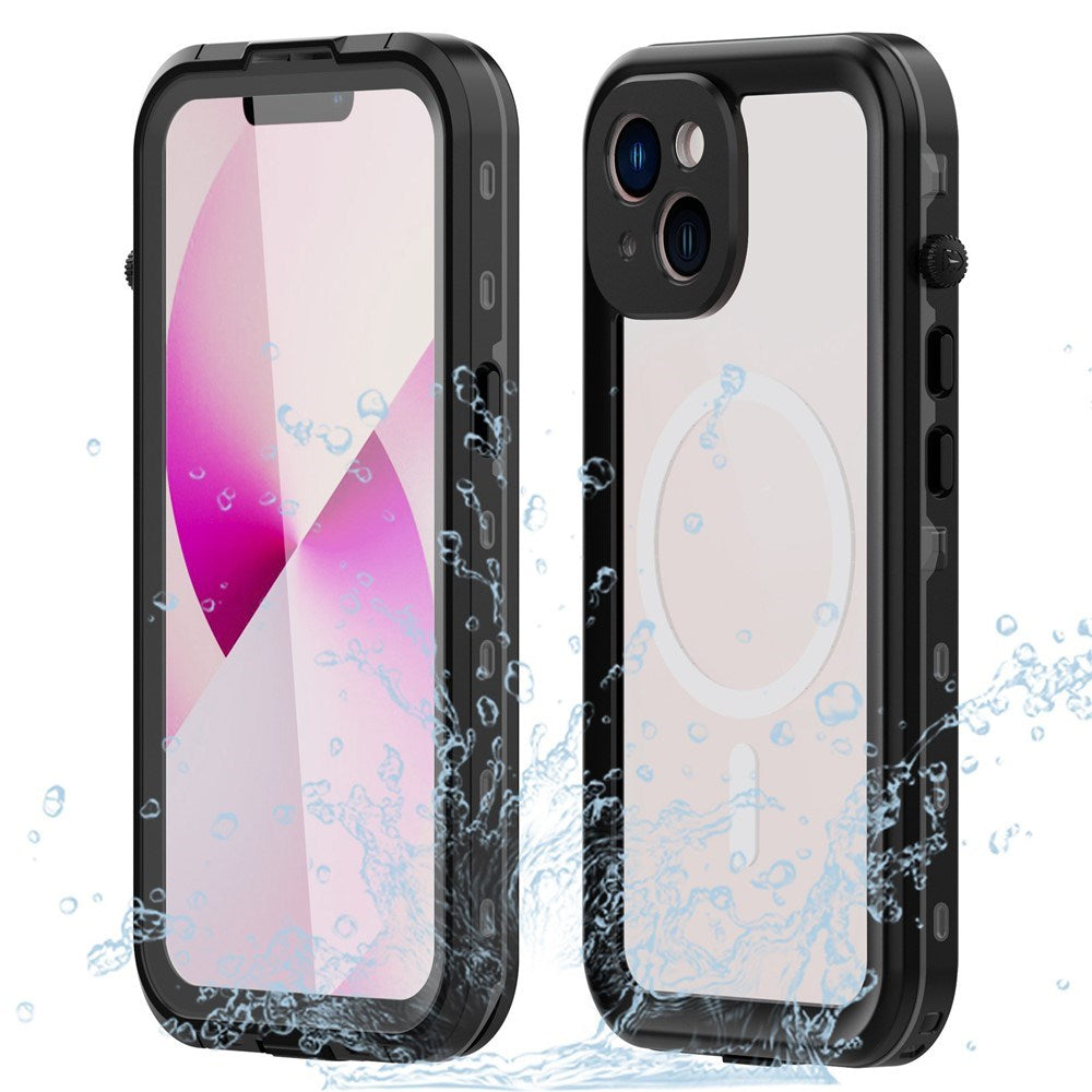 iPhone 14 Redpepper IP68 Waterproof Case - MagSafe Compatible - Black / Transparent
