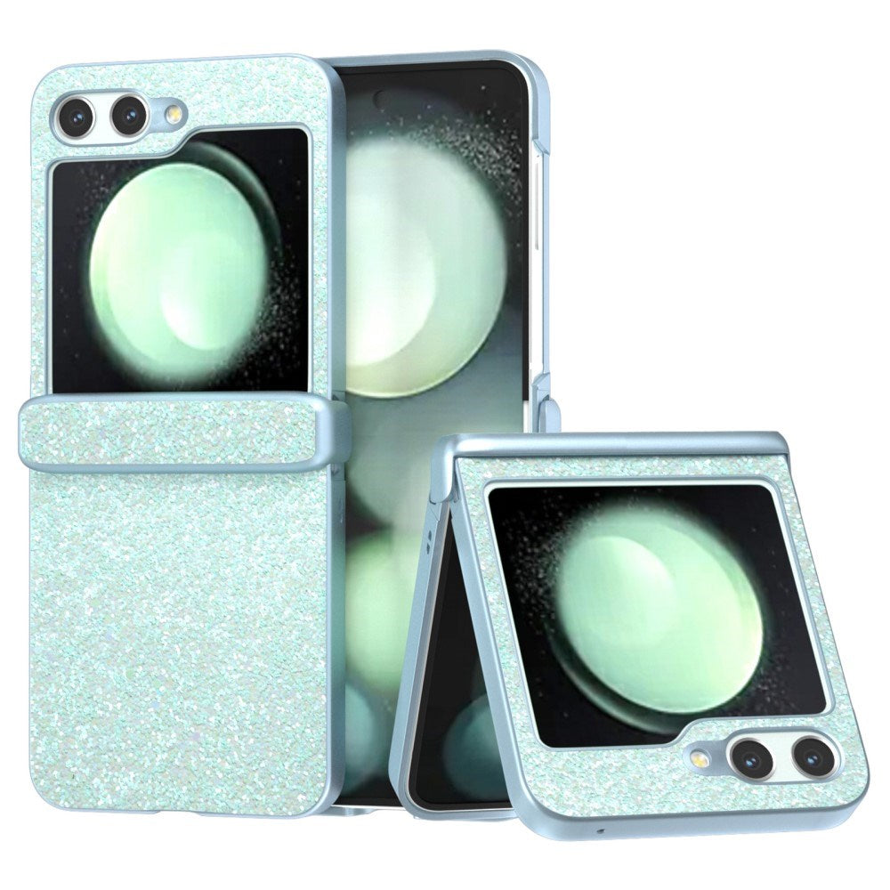 EIDERWOOD Samsung Galaxy Z Flip7 FE / Flip6 Leather Covered Sparkling Plastic Case - Mint Green