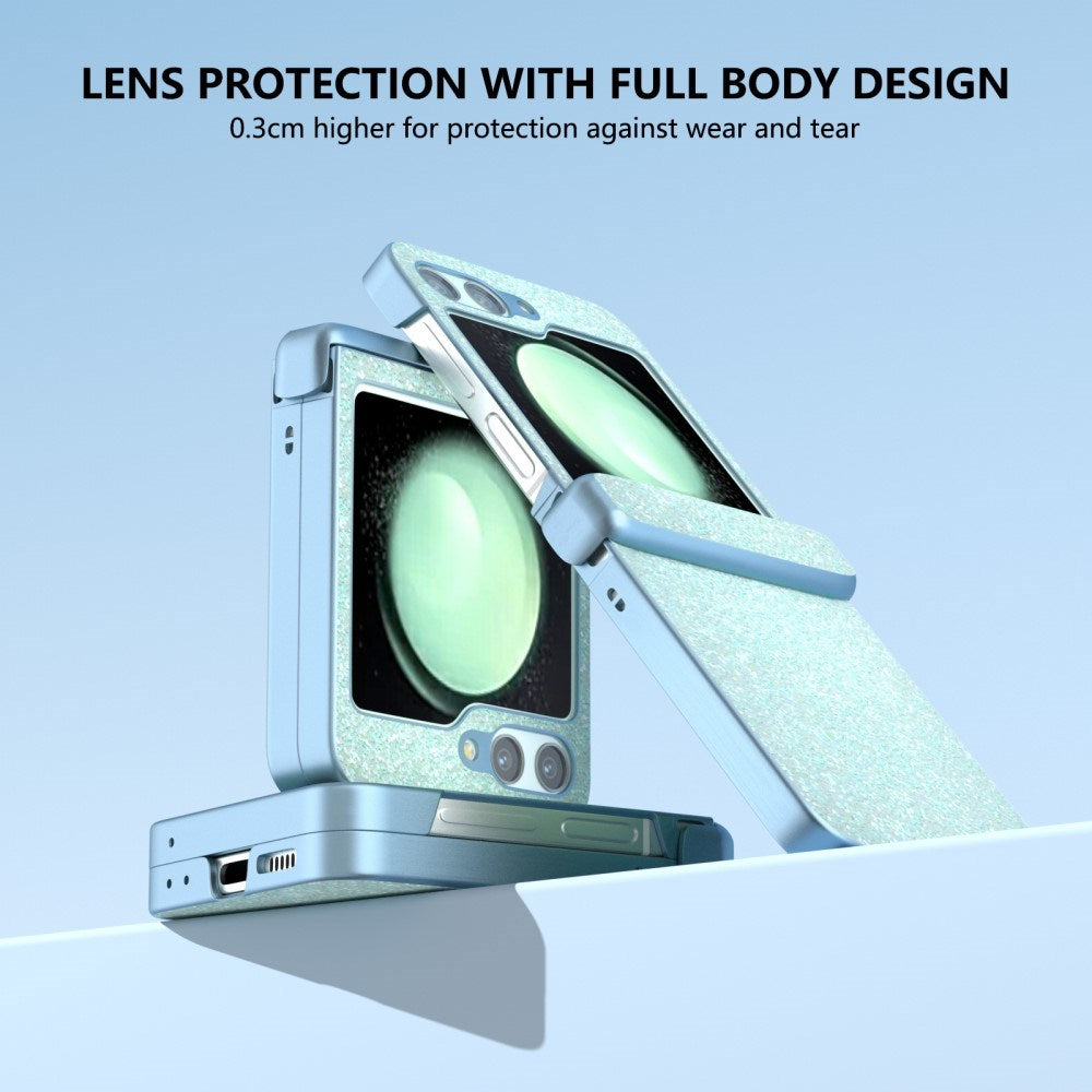 EIDERWOOD Samsung Galaxy Z Flip7 FE / Flip6 Leather Covered Sparkling Plastic Case - Mint Green