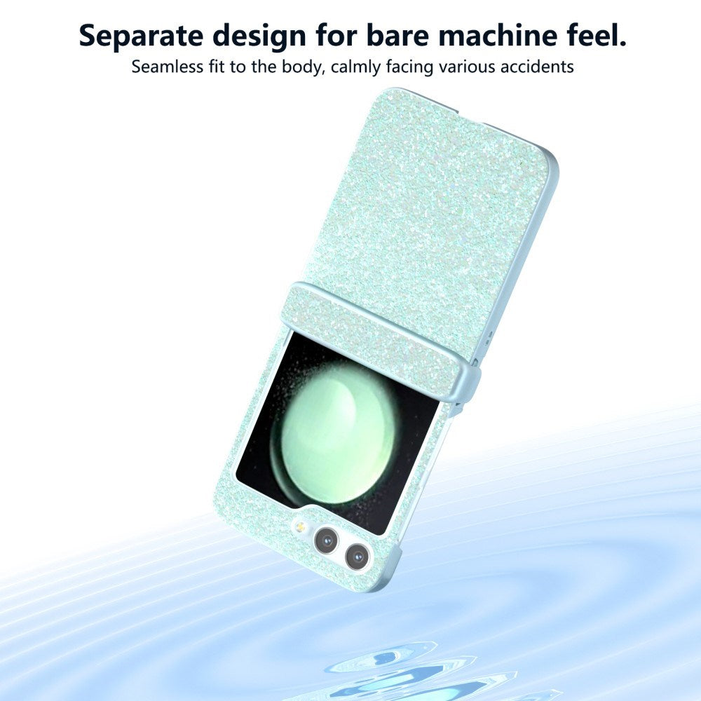EIDERWOOD Samsung Galaxy Z Flip7 FE / Flip6 Leather Covered Sparkling Plastic Case - Mint Green