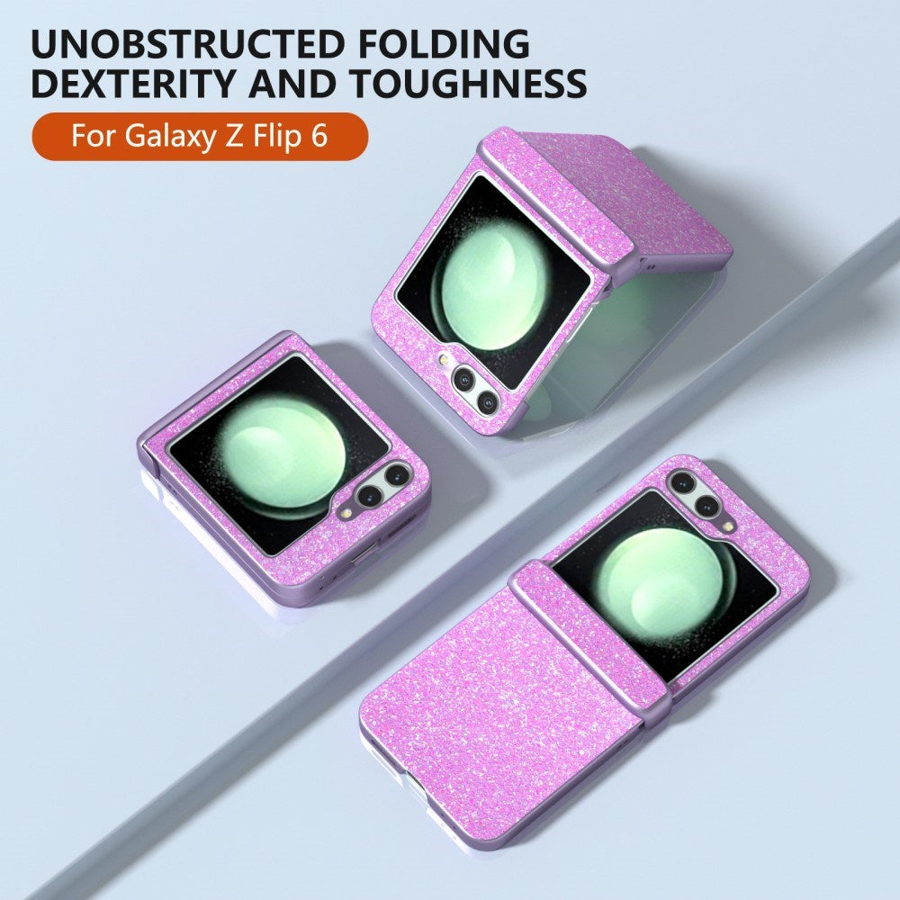 EIDERWOOD Samsung Galaxy Z Flip7 FE / Flip6 Leather Covered Sparkling Plastic Case - Purple