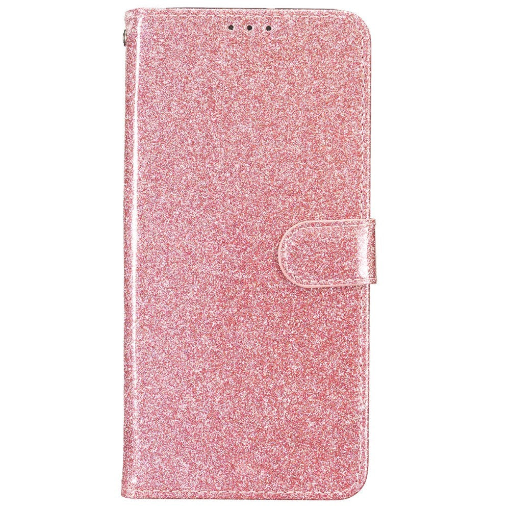 EIDERWOOD iPhone 16 Pro Leather Flip Case with Wallet and Strap - Glitter - Rose Gold
