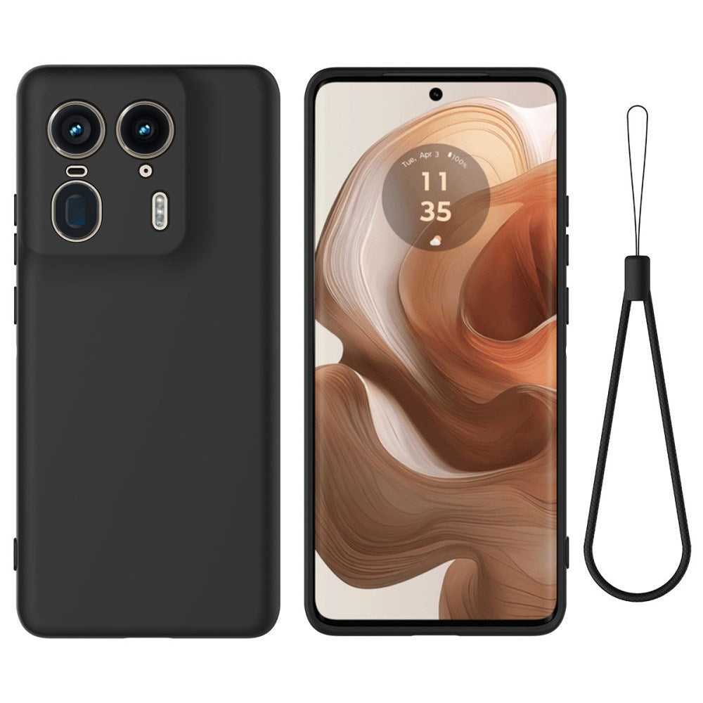 EIDERWOOD Motorola Edge 50 Ultra Liquid Silicone Case w. Strap - Black