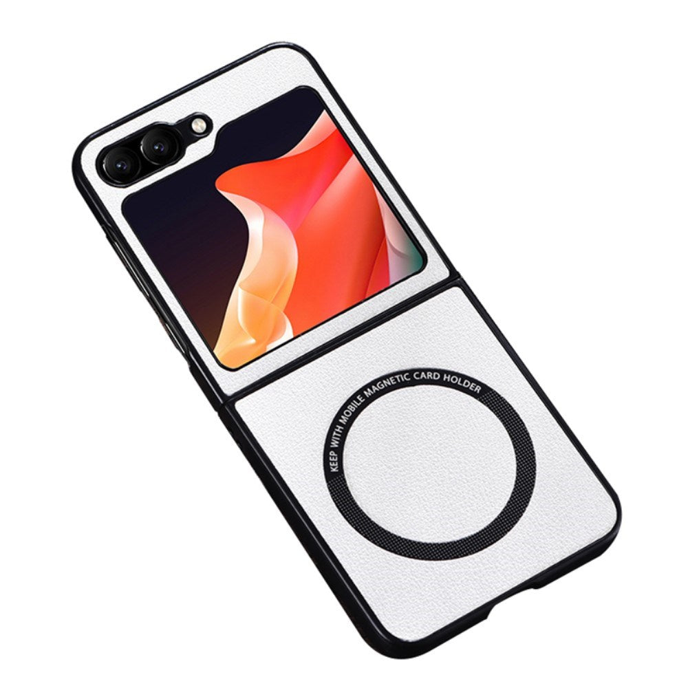 EIDERWOOD Samsung Galaxy Z Flip7 FE / Flip6 Leather Cover Plastic Cover - MagSafe Compatible - White