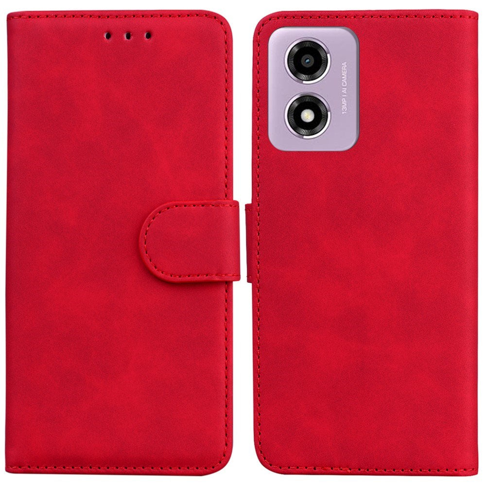 EIDERWOOD Motorola Moto E14 (4G) / G04s (4G) Leatherette Flip Case with Stand Function & Card Holder - Red