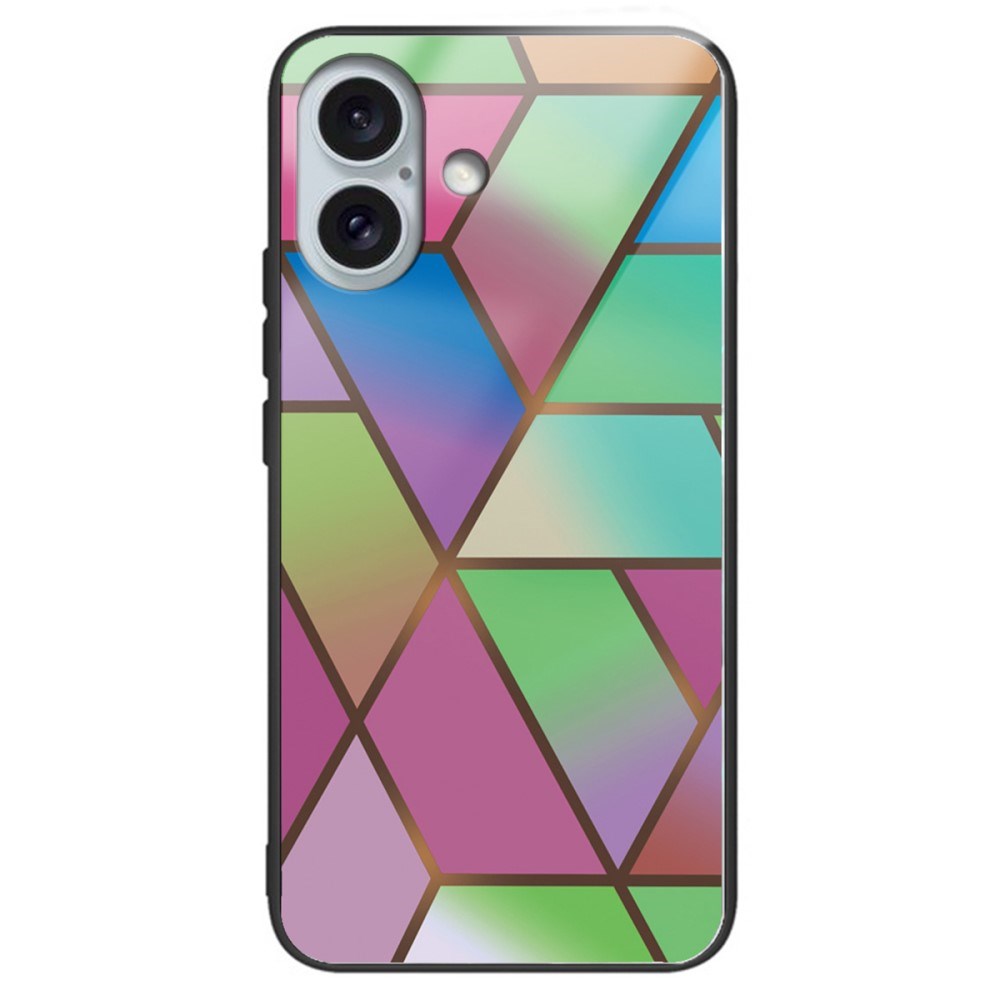EIDERWOOD iPhone 16 Plastic Case w. Glass Back - Colorful Geometry