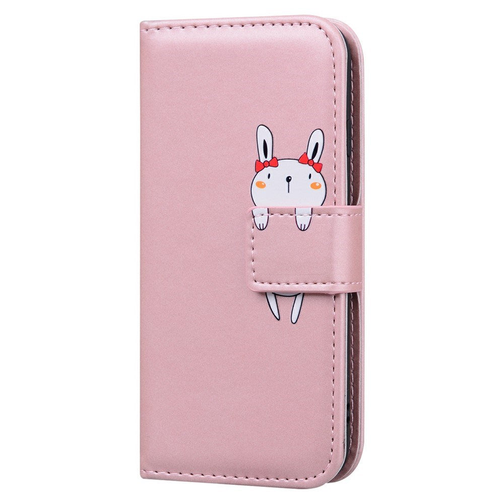 iPhone 16 Pro Faux Leather Flip Case with Character Design - Pink