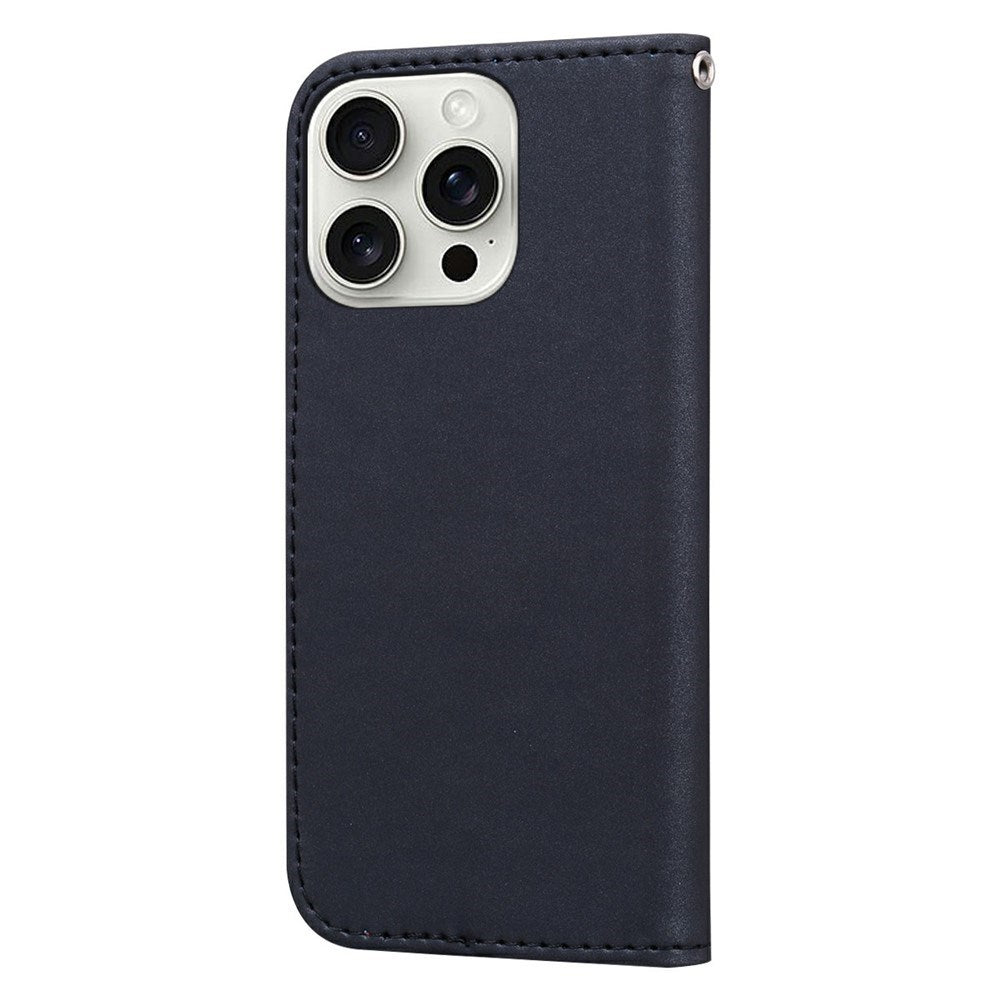 iPhone 16 Pro Faux Leather Flip Case with Character Design - Black