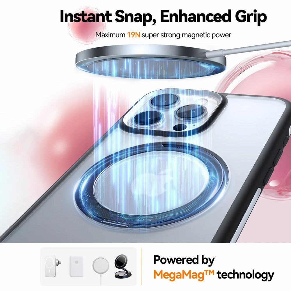 TORRAS iPhone 16 Pro Hybrid Plastic Case with Rotatable Kickstand Ring - MagSafe Compatible - Transparent / Purple