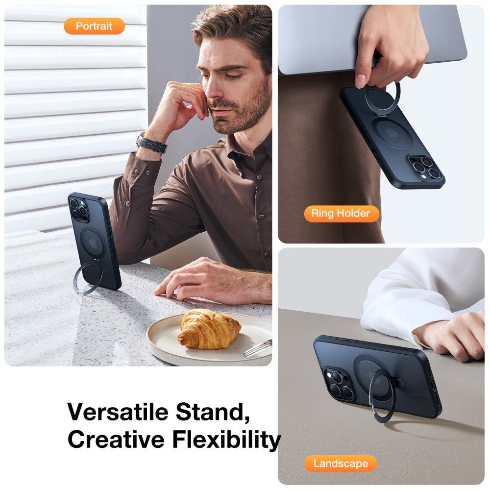 TORRAS iPhone 16 Pro Guardian Ostand Series Case with Kickstand - MagSafe Compatible - Black