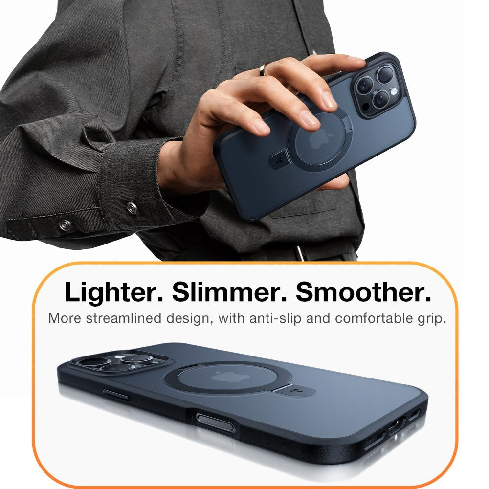 TORRAS iPhone 16 Pro Guardian Ostand Series Case with Kickstand - MagSafe Compatible - Black