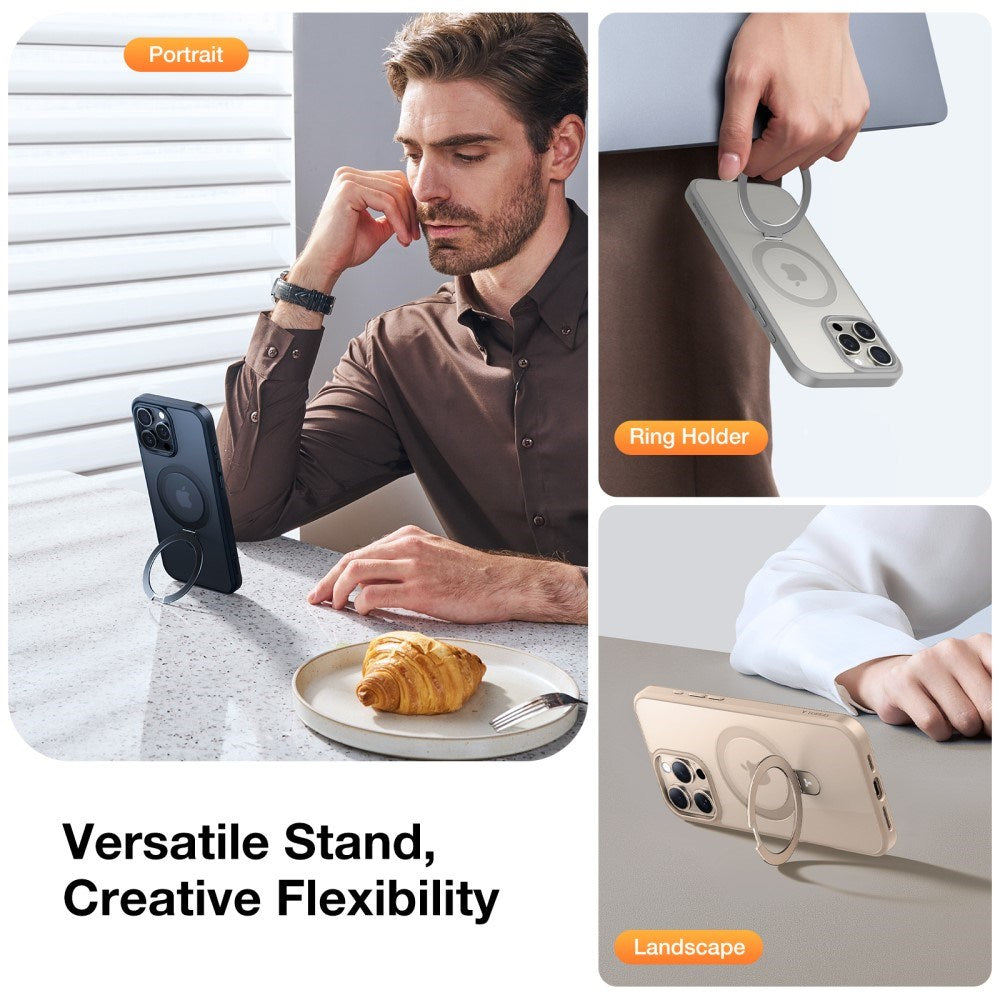 TORRAS iPhone 16 Pro Guardian Ostand Series Case with Kickstand - MagSafe Compatible - Grey