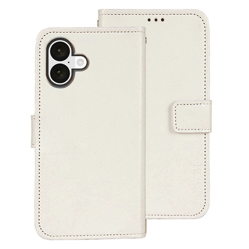 EIDERWOOD iPhone 16 Faux Leather Flip Case with Wallet & Stand Function - White