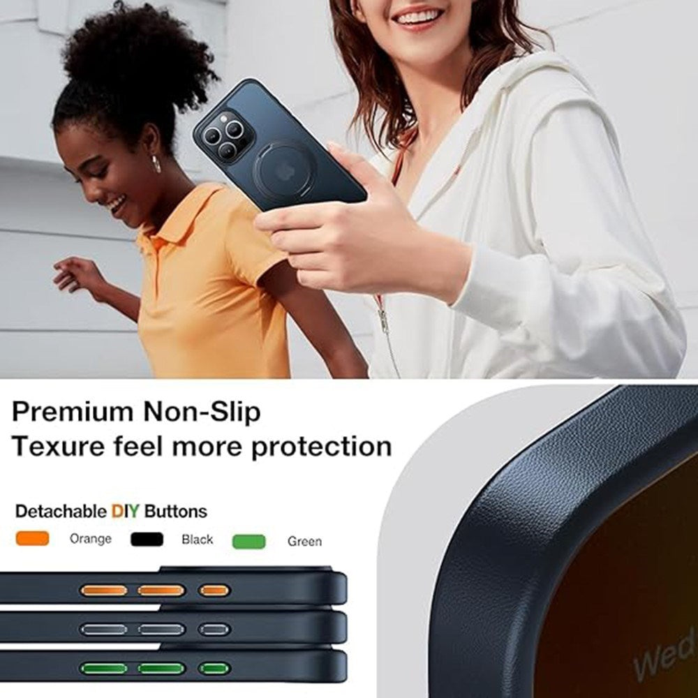 TORRAS iPhone 15 Pro Hybrid Plastic Case with Kickstand - MagSafe Compatible - Black