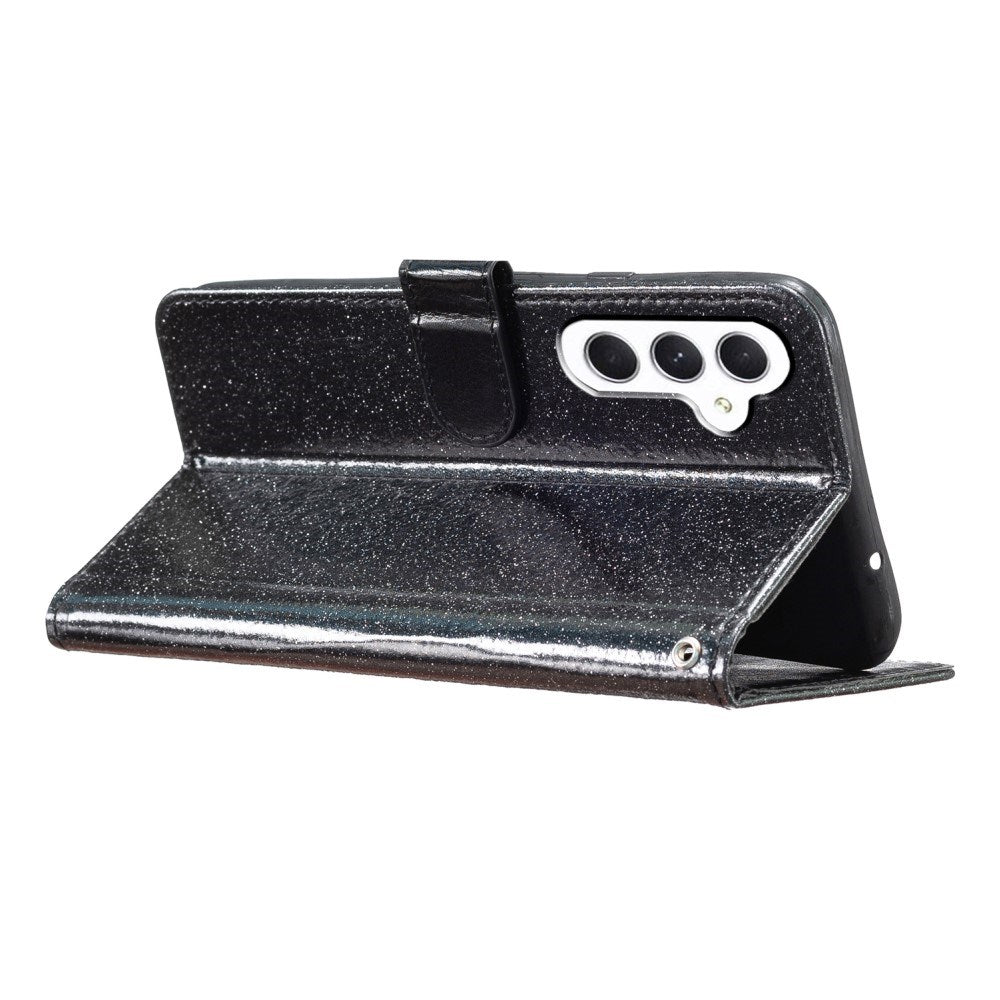 EIDERWOOD Samsung Galaxy A36 (5G) Leather Flip Case with Wallet & Strap - Glitter - Black