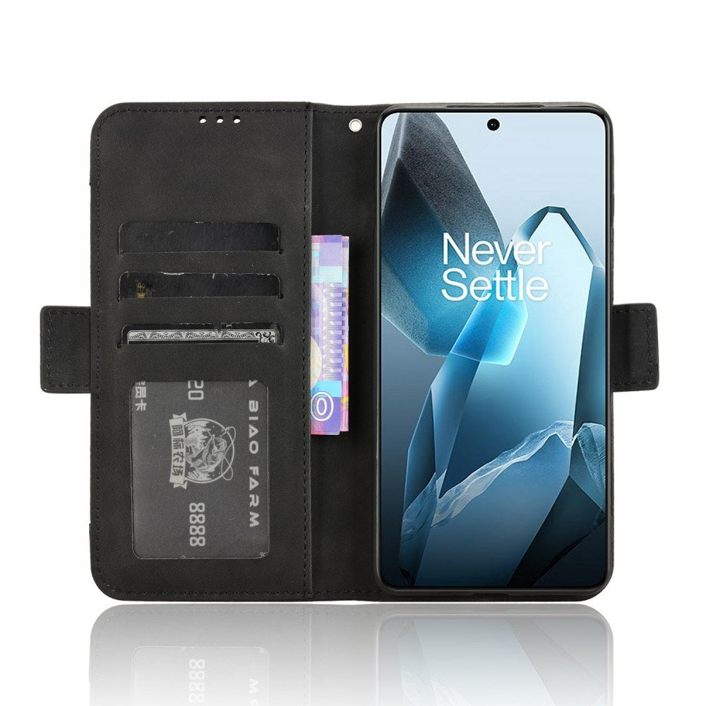 EIDERWOOD OnePlus 13 Faux Leather Case with Stand Function & Extra Card Holder - Black