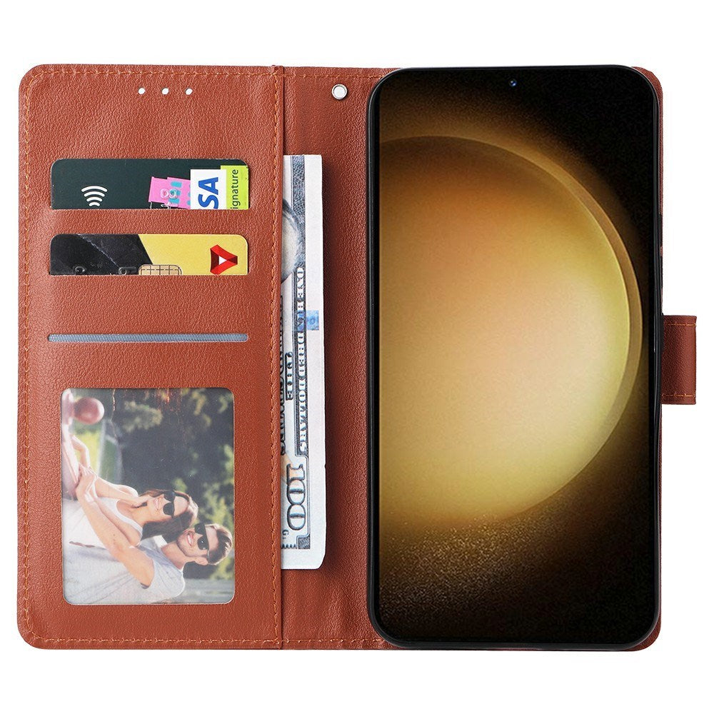 EIDERWOOD Samsung Galaxy S25+ (Plus) / S24+ (Plus) Faux Leather Case with Wallet and Strap - Brown
