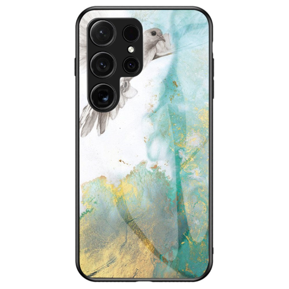EIDERWOOD Samsung Galaxy S25 Ultra Hybrid Marble Case with Glass Back - Blue / Gold