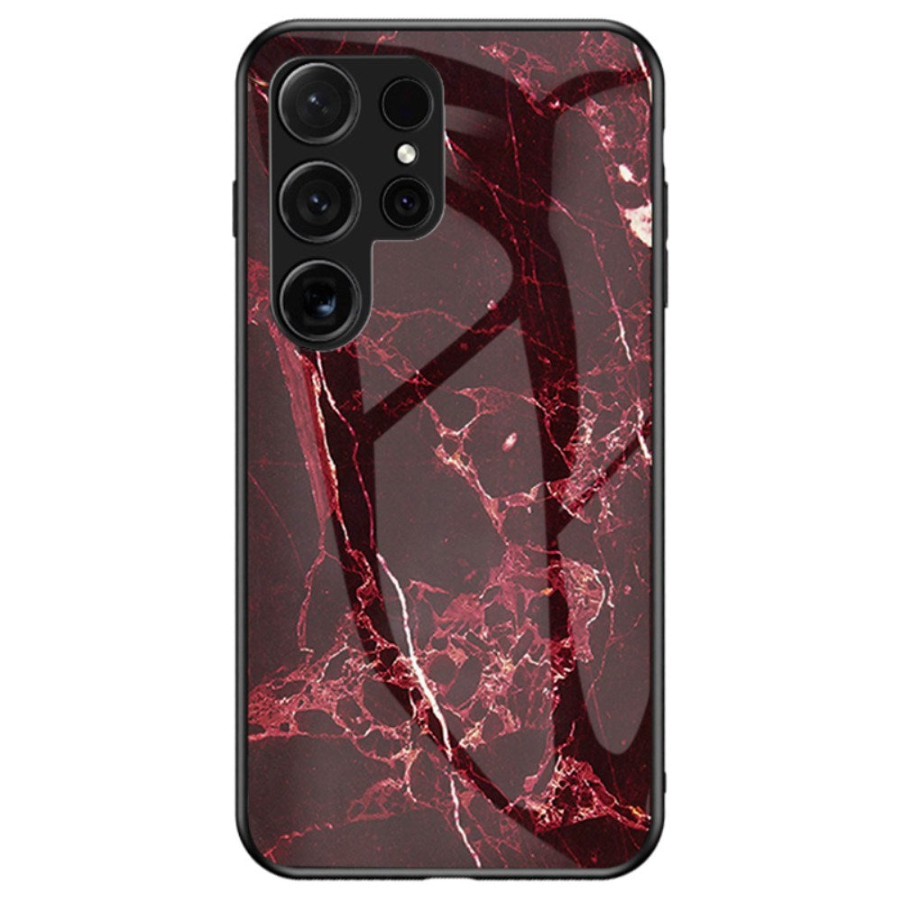 EIDERWOOD Samsung Galaxy S25 Ultra Hybrid Marble Case with Glass Back - Red
