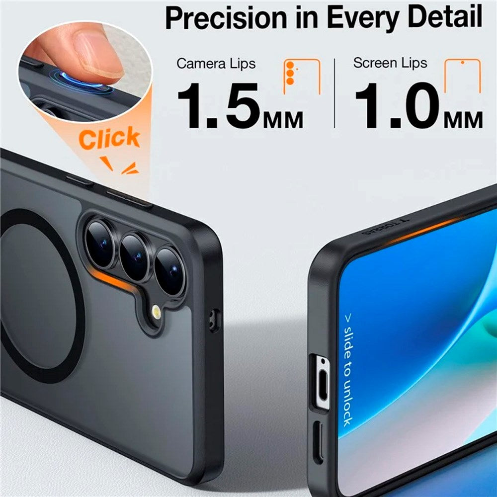 TORRAS Samsung Galaxy S25+ (Plus) Hybrid Case with Stand Function - MagSafe Compatible - Black