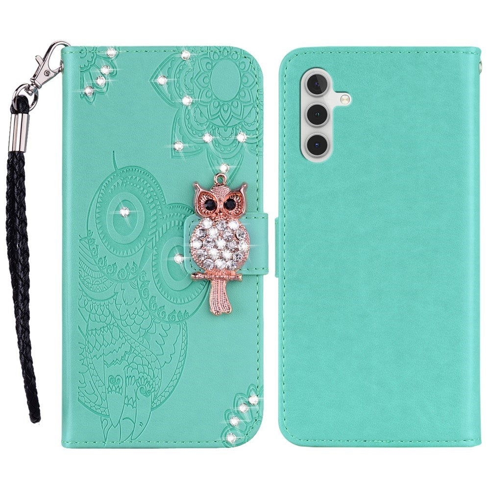 EIDERWOOD Samsung Galaxy S25+ (Plus) Faux Leather Flip Case with Owl Design - Turquoise