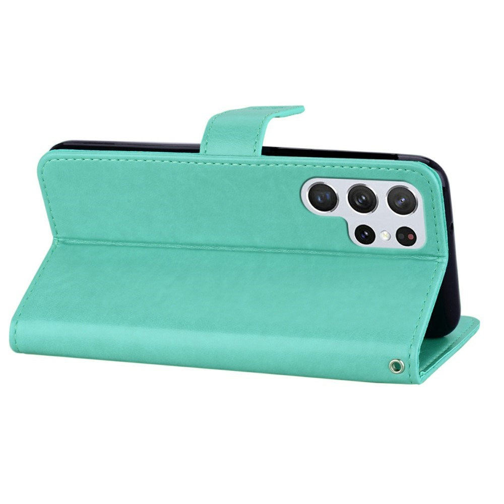 EIDERWOOD Samsung Galaxy S25 Ultra Faux Leather Flip Case with Owl Design - Turquoise