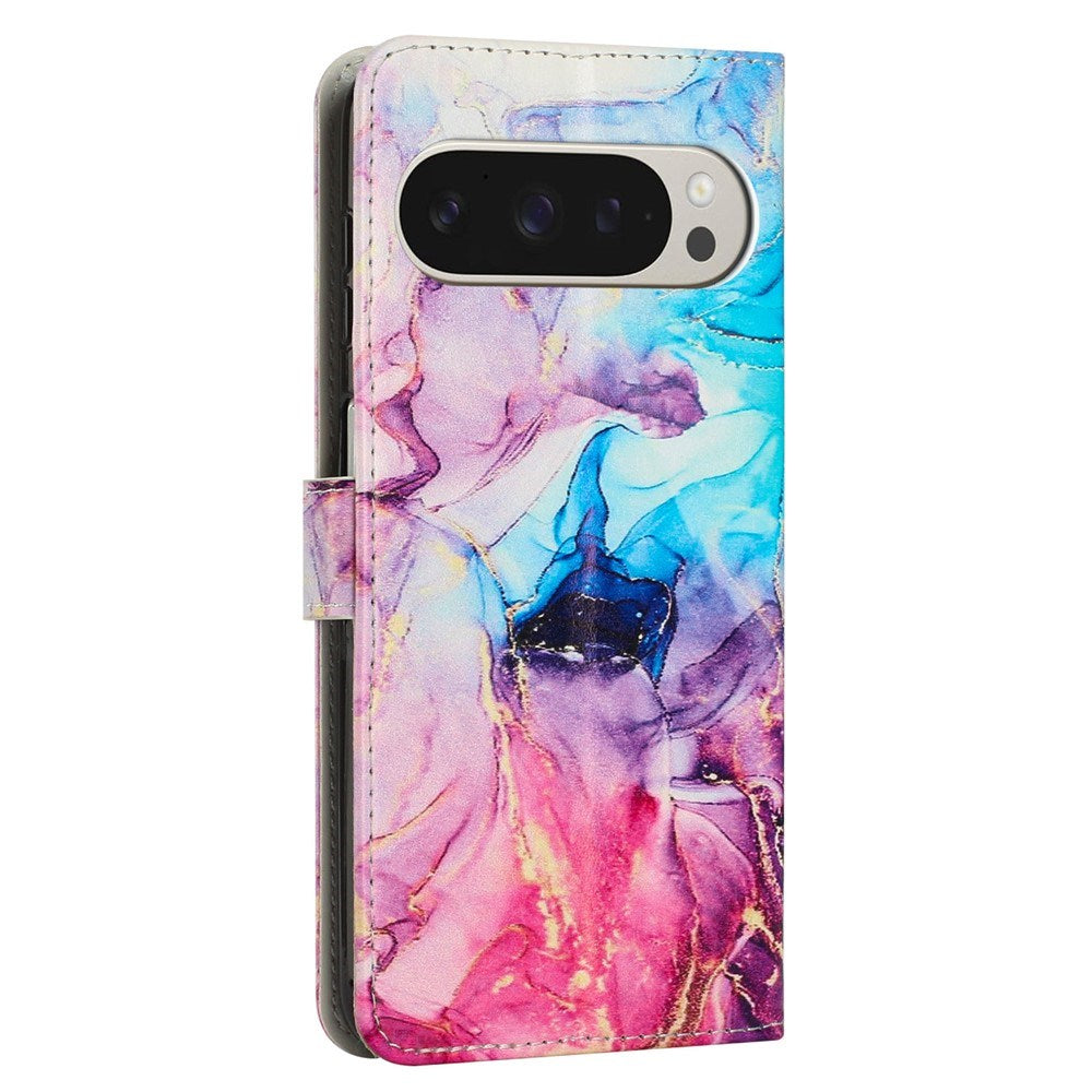 EIDERWOOD Google Pixel 10 Pro XL / 9 Pro XL Marble Patterned Faux Leather Flip Case with Strap - Pink / Purple