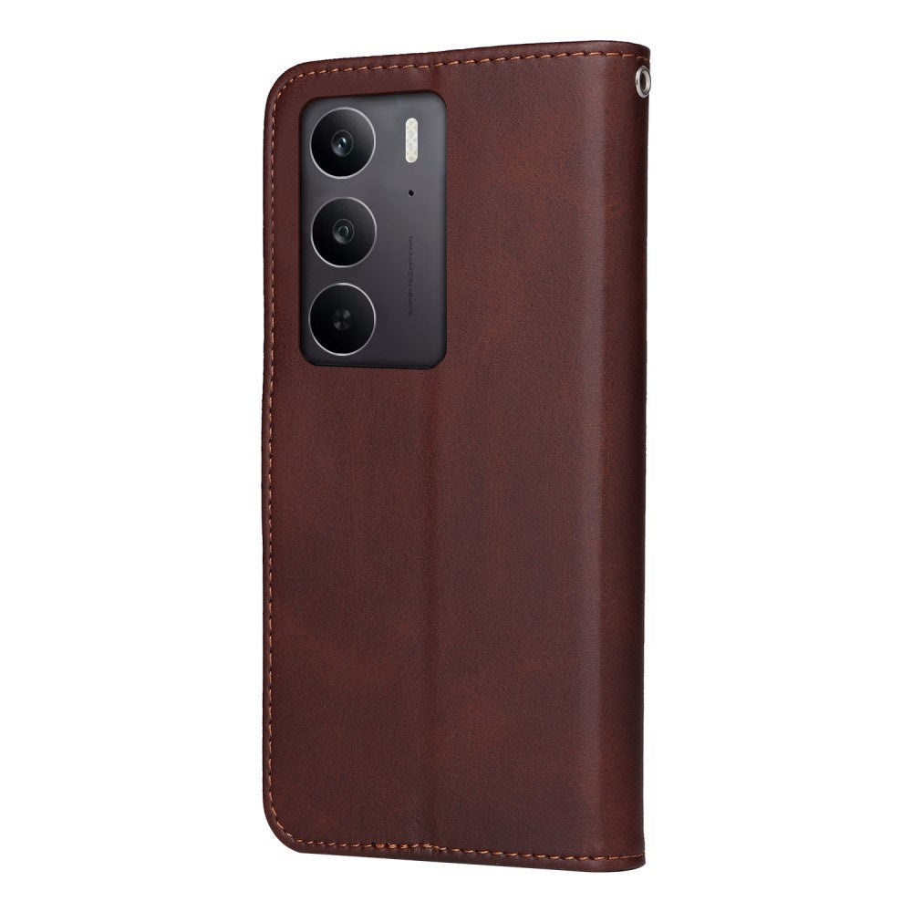 EIDERWOOD Realme 14X (5G) / C75 Faux Leather Flip Case with Strap - Brown