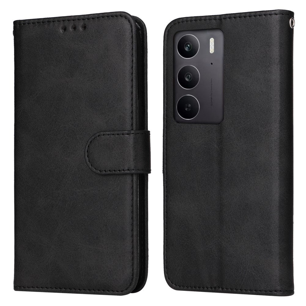 EIDERWOOD Realme 14X (5G) / C75 Faux Leather Flip Case with Strap - Black