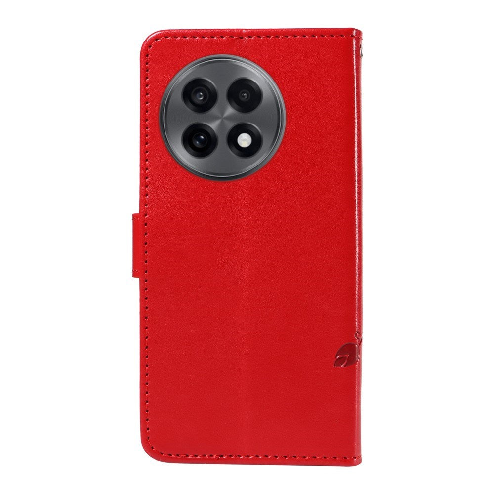 EIDERWOOD OnePlus 13R Flip Case with Engraved Motif - Card Holder & Stand Function - Red