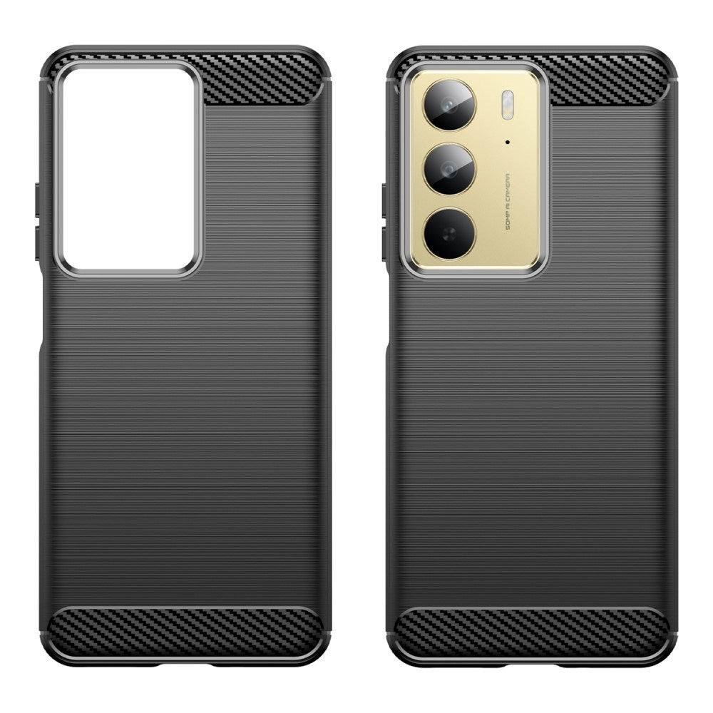 EIDERWOOD Realme C75 Brushed Carbon Fiber Flexible Plastic Case - Black