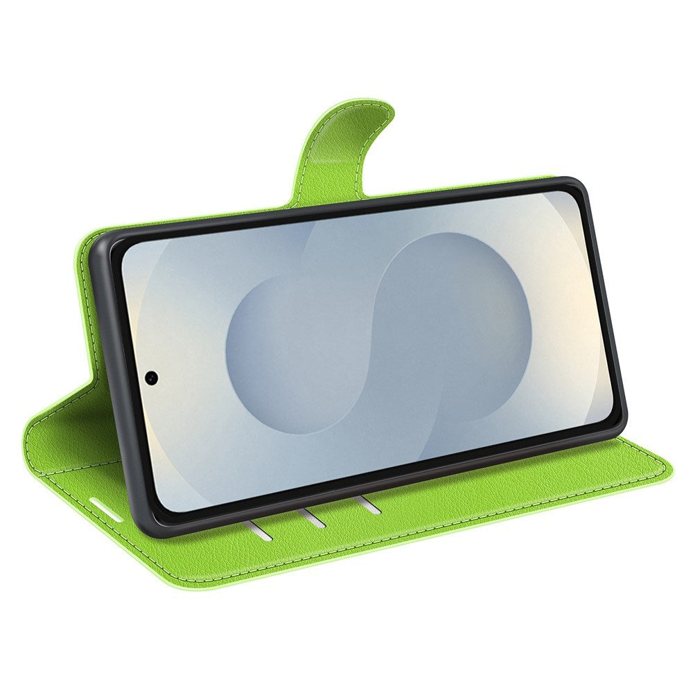 EIDERWOOD Samsung Galaxy S25 Edge Litchi Faux Leather Flip Case with Wallet - Green